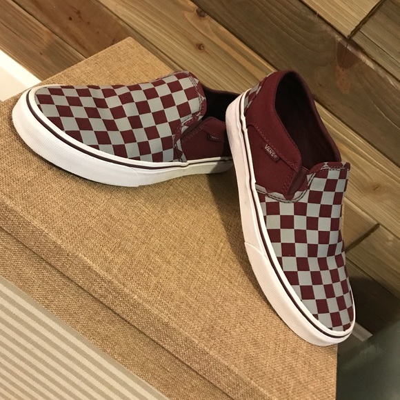 maroon and gray vans